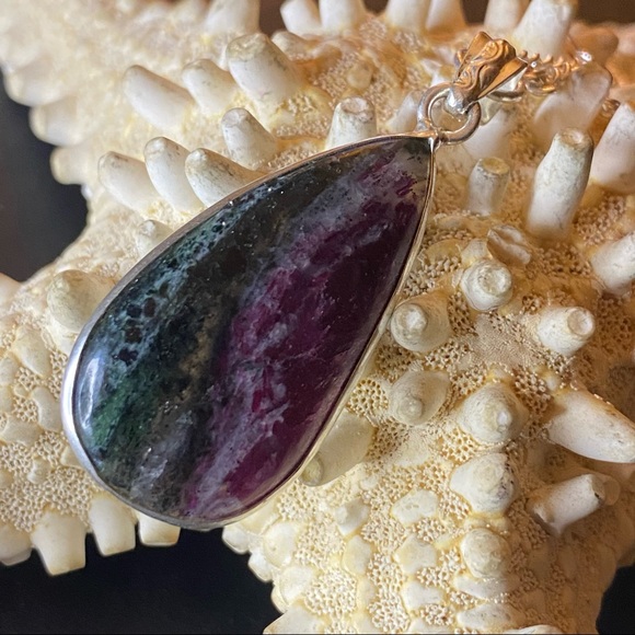 Ruby Zioisite ๐ Natural Gemstone handcrafted pendant - Picture 2 of 8